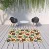 6' X 9' Ivory Floral Stain Resistant Indoor Outdoor Area Rug