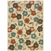 8' X 11' Ivory Floral Stain Resistant Indoor Outdoor Area Rug