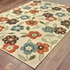 8' X 11' Ivory Floral Stain Resistant Indoor Outdoor Area Rug