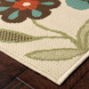 9' X 13' Ivory Floral Stain Resistant Indoor Outdoor Area Rug