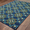 4' X 6' Blue Floral Stain Resistant Indoor Outdoor Area Rug