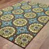 4' X 6' Blue Floral Stain Resistant Indoor Outdoor Area Rug