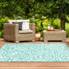 4' X 6' Blue Floral Stain Resistant Indoor Outdoor Area Rug