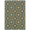 4' X 6' Blue Floral Stain Resistant Indoor Outdoor Area Rug