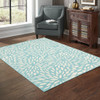 8' X 11' Blue Floral Stain Resistant Indoor Outdoor Area Rug