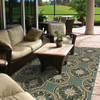9' X 13' Blue Floral Stain Resistant Indoor Outdoor Area Rug