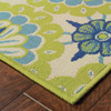 4' X 6' Green Floral Stain Resistant Indoor Outdoor Area Rug