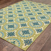 9' X 13' Green Floral Stain Resistant Indoor Outdoor Area Rug