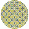 8' Round Green Round Floral Stain Resistant Indoor Outdoor Area Rug