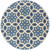 8' Round Ivory Round Geometric Stain Resistant Indoor Outdoor Area Rug