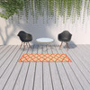2' X 8' Sand Geometric Stain Resistant Indoor Outdoor Area Rug