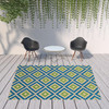 8' X 11' Sand Geometric Stain Resistant Indoor Outdoor Area Rug