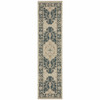 2' X 8' Grey Oriental Stain Resistant Indoor Outdoor Area Rug