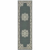 2' X 8' Grey Oriental Stain Resistant Indoor Outdoor Area Rug