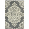 5' X 8' Grey Oriental Stain Resistant Indoor Outdoor Area Rug