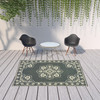 6' X 9' Grey Oriental Stain Resistant Indoor Outdoor Area Rug