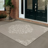 8' X 10' Grey Oriental Stain Resistant Indoor Outdoor Area Rug