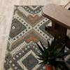 2' X 8' Grey Geometric Stain Resistant Indoor Outdoor Area Rug