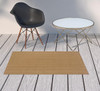 3' X 5' Tan Striped Stain Resistant Indoor Outdoor Area Rug