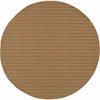 8' Tan Round Striped Stain Resistant Indoor Outdoor Area Rug