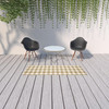 2' X 8' Tan Geometric Stain Resistant Indoor Outdoor Area Rug