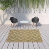 6' X 9' Tan Geometric Stain Resistant Indoor Outdoor Area Rug