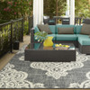 3' X 5' Grey Oriental Stain Resistant Indoor Outdoor Area Rug