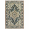 5' X 7' Grey Oriental Stain Resistant Indoor Outdoor Area Rug