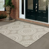 5' X 7' Grey Geometric Stain Resistant Indoor Outdoor Area Rug