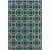 5' X 7' Blue Geometric Stain Resistant Indoor Outdoor Area Rug