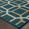 5' X 7' Blue Geometric Stain Resistant Indoor Outdoor Area Rug