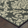 6' X 9' Grey Floral Stain Resistant Indoor Outdoor Area Rug