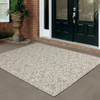 6' X 9' Grey Floral Stain Resistant Indoor Outdoor Area Rug