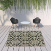 8' X 10' Grey Floral Stain Resistant Indoor Outdoor Area Rug