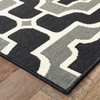 2' X 4' Black Geometric Stain Resistant Indoor Outdoor Area Rug