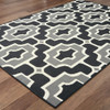 2' X 4' Black Geometric Stain Resistant Indoor Outdoor Area Rug