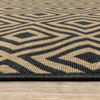 2' X 4' Black Geometric Stain Resistant Indoor Outdoor Area Rug