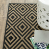 2' X 8' Black Geometric Stain Resistant Indoor Outdoor Area Rug