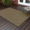 4' X 6' Black Geometric Stain Resistant Indoor Outdoor Area Rug