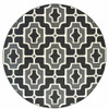 8' Black Round Geometric Stain Resistant Indoor Outdoor Area Rug