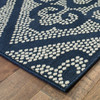 3' X 5' Navy Geometric Stain Resistant Indoor Outdoor Area Rug