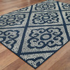 3' X 5' Navy Geometric Stain Resistant Indoor Outdoor Area Rug