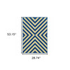 3' X 5' Navy Geometric Stain Resistant Indoor Outdoor Area Rug