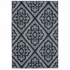 5' X 8' Navy Geometric Stain Resistant Indoor Outdoor Area Rug