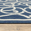 5' X 8' Navy Geometric Stain Resistant Indoor Outdoor Area Rug