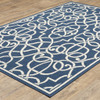 5' X 8' Navy Geometric Stain Resistant Indoor Outdoor Area Rug