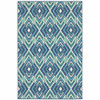 5' X 8' Navy Geometric Stain Resistant Indoor Outdoor Area Rug