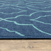 5' X 8' Navy Geometric Stain Resistant Indoor Outdoor Area Rug