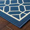 5' X 8' Navy Geometric Stain Resistant Indoor Outdoor Area Rug