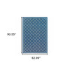 5' X 8' Navy Geometric Stain Resistant Indoor Outdoor Area Rug